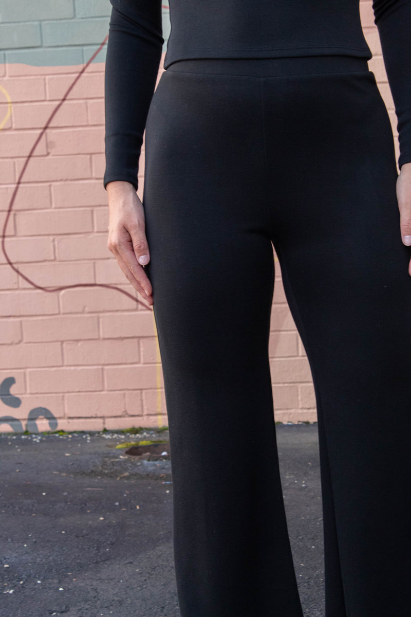 Hustle Knit Wide Leg Pants, Black | Sadie & Sage
