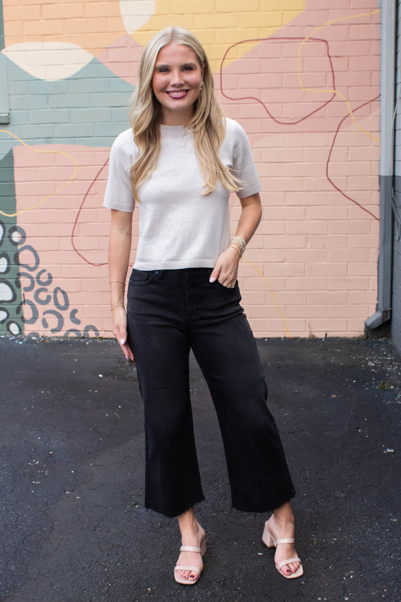 Sierra Almost Crop Jeans, Washed Black