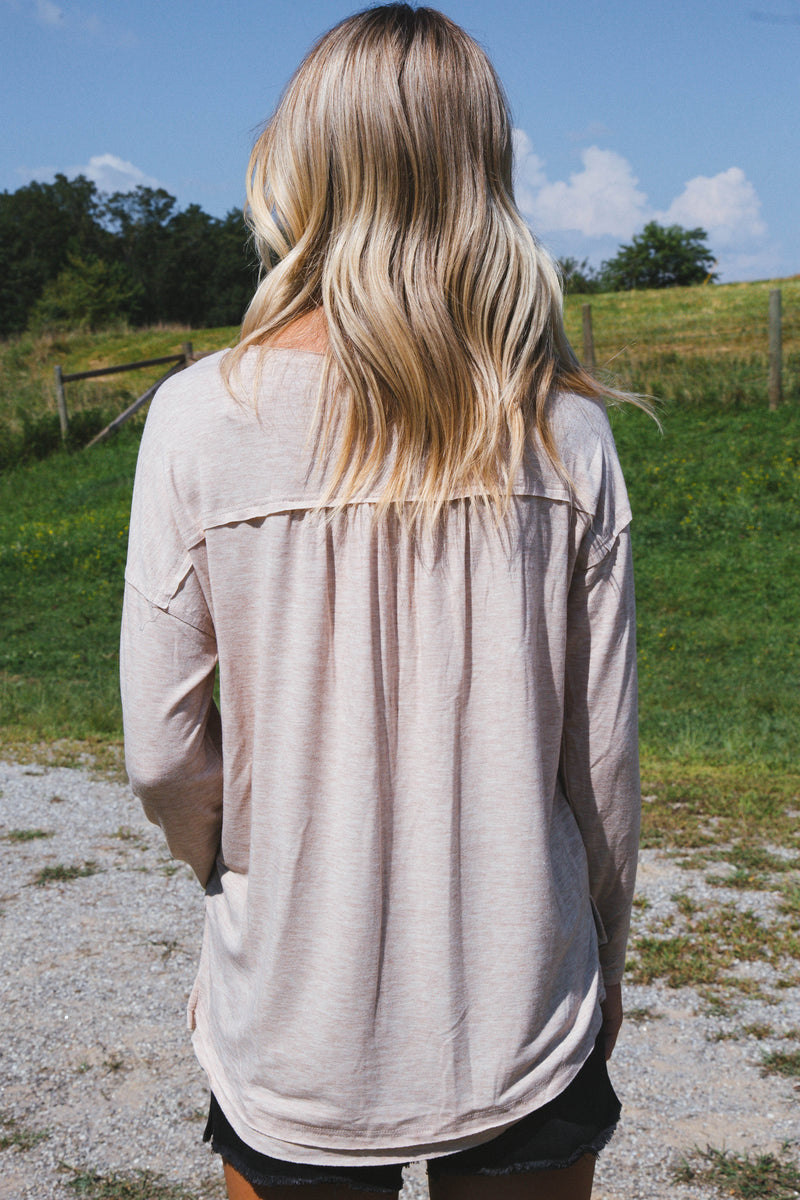 Bence Button Knit Top, Oatmeal