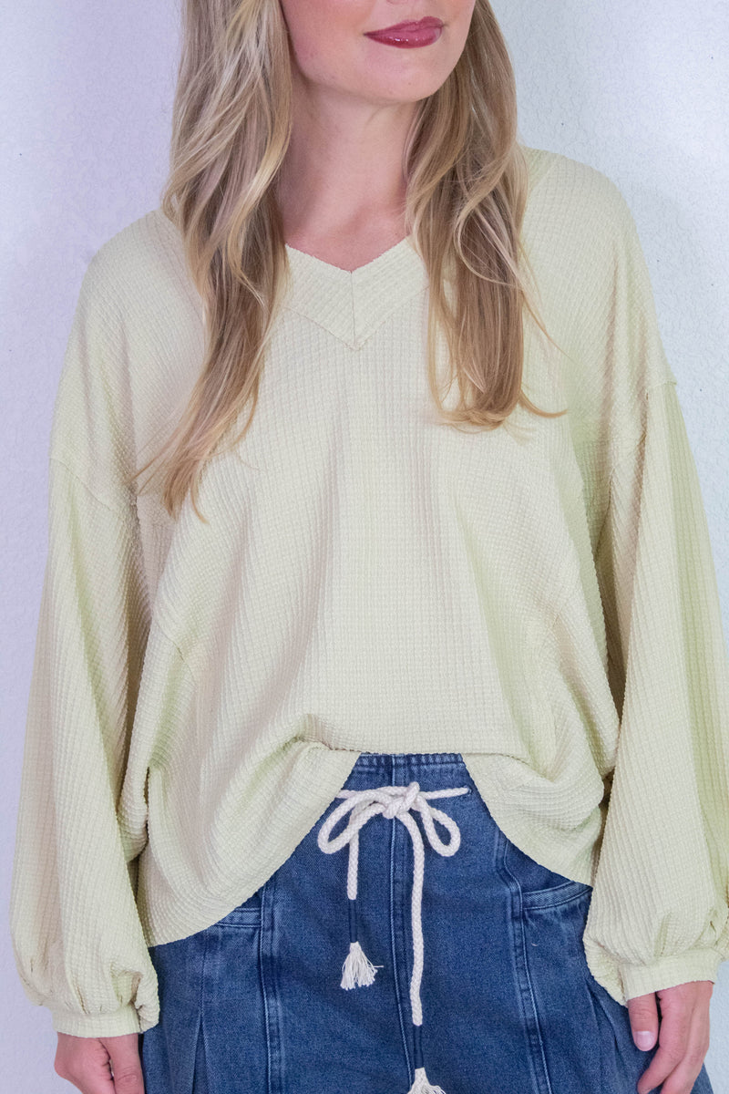 Savannah Textured Asymmetrical Hem Top, Buttermilk