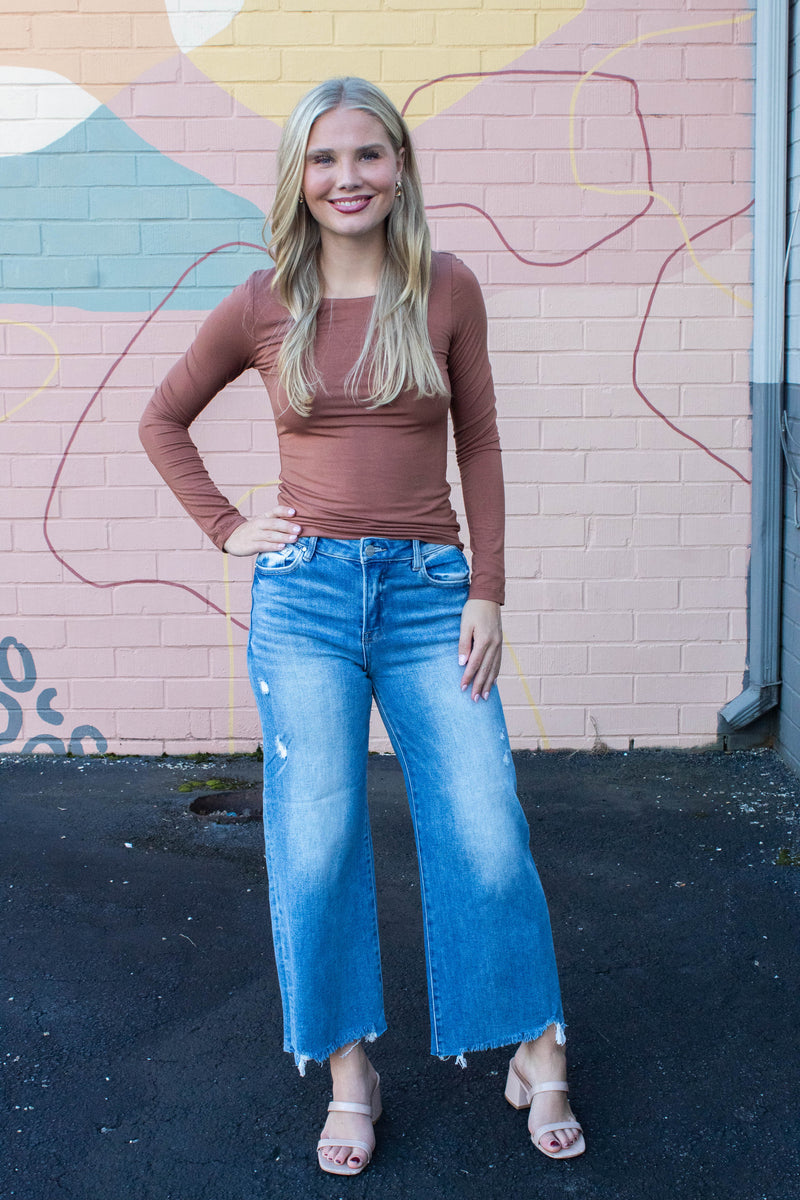 Charlotte High Rise Lightly Distressed Jeans, Medium