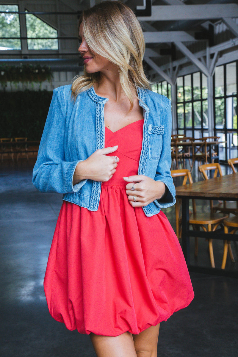 Giana Solid Bubble Hem Dress, Red North & Main Clothing Company Giana Solid Bubble Hem Dress, Red North & Main Clothing Company