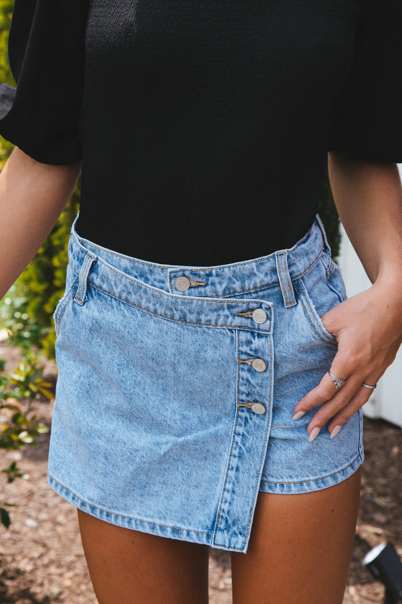 Izzy Denim Skort, Light Wash