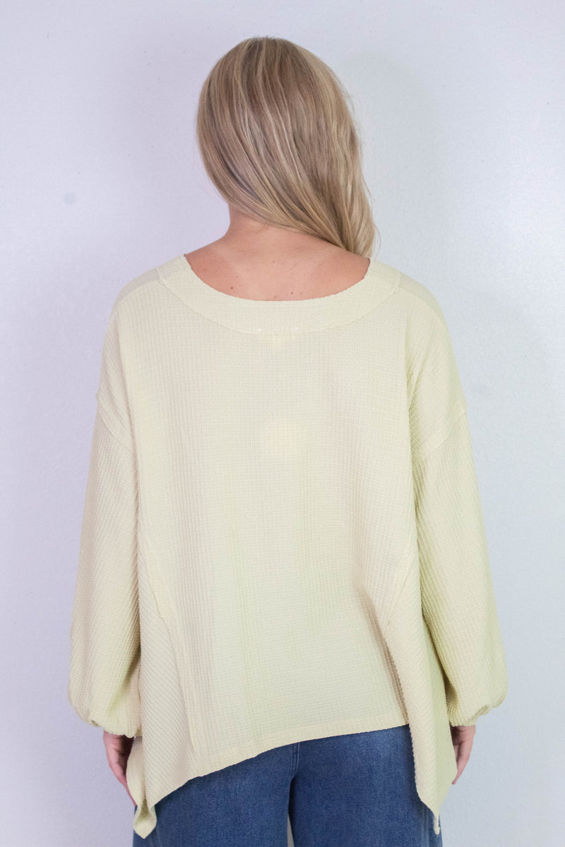 Savannah Textured Asymmetrical Hem Top, Buttermilk