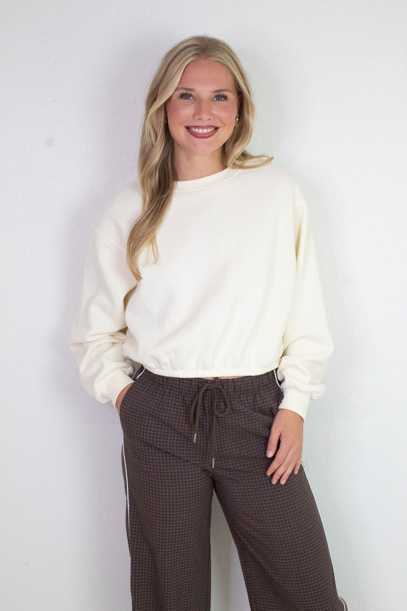 Hazel Bubble Hem Sweatshirt, Cream