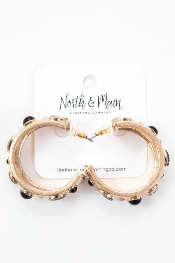Aviana Crystal Detailed Hoop Earring, Gold