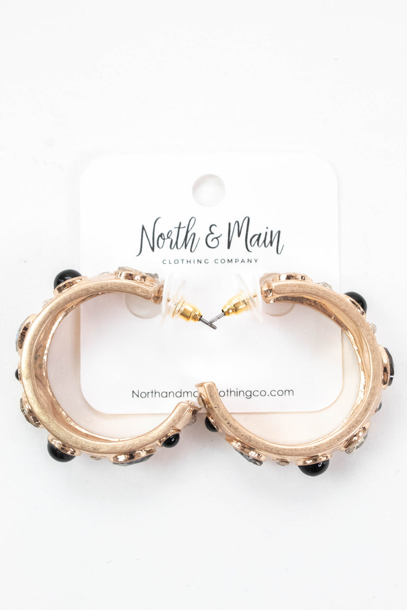 Aviana Crystal Detailed Hoop Earring, Gold