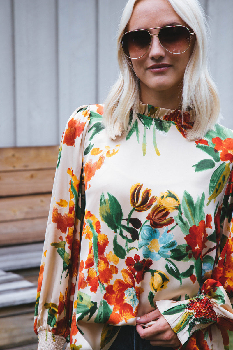 Summer's End Satin Blouse, Vanilla