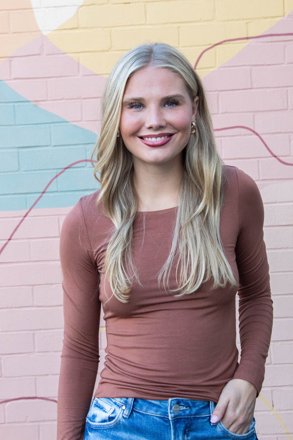 Della Layered Round Neck Top, Nutshell