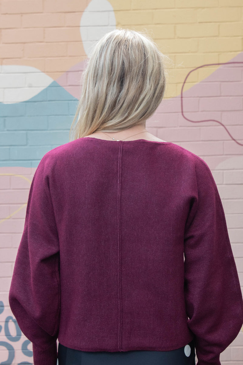 Emersyn Seam Front Sweater, Maroon