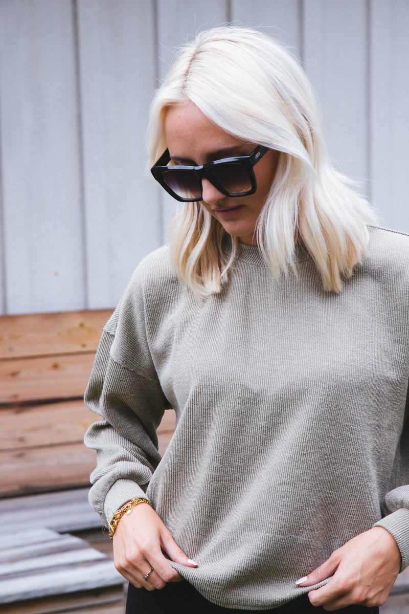Dreamy Ruched Knit Top, Light Olive