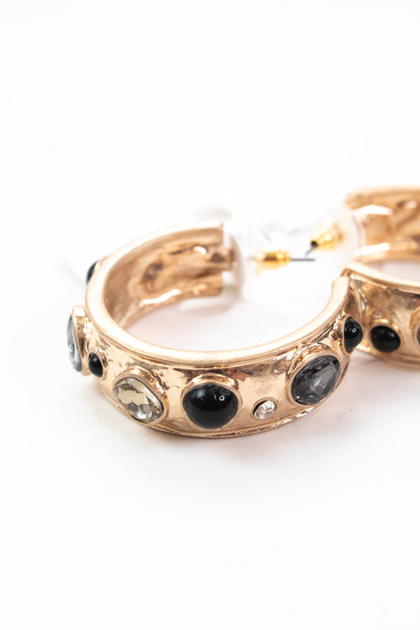 Aviana Crystal Detailed Hoop Earring, Gold