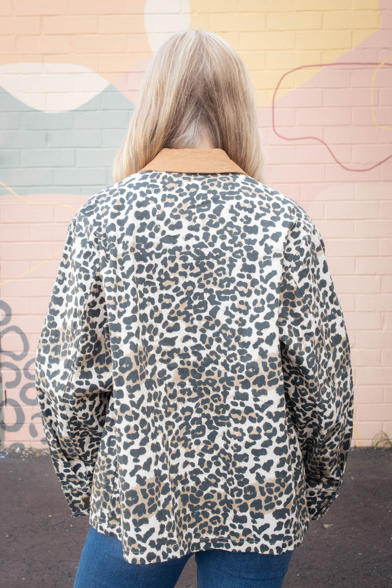 Rooney Printed Denim Jacket, Leopard