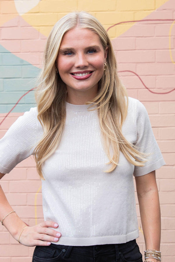 Sparkle Sequin Sweater, Mother Of Pearl | Sanctuary