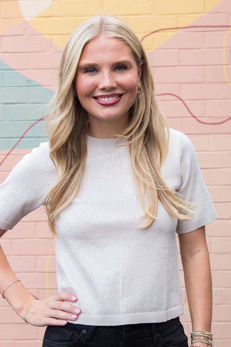 Sparkle Sequin Sweater, Mother Of Pearl | Sanctuary