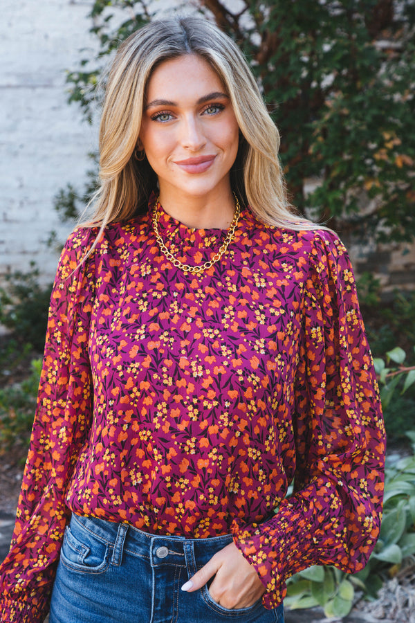 Nikita Floral Blouse, Berry