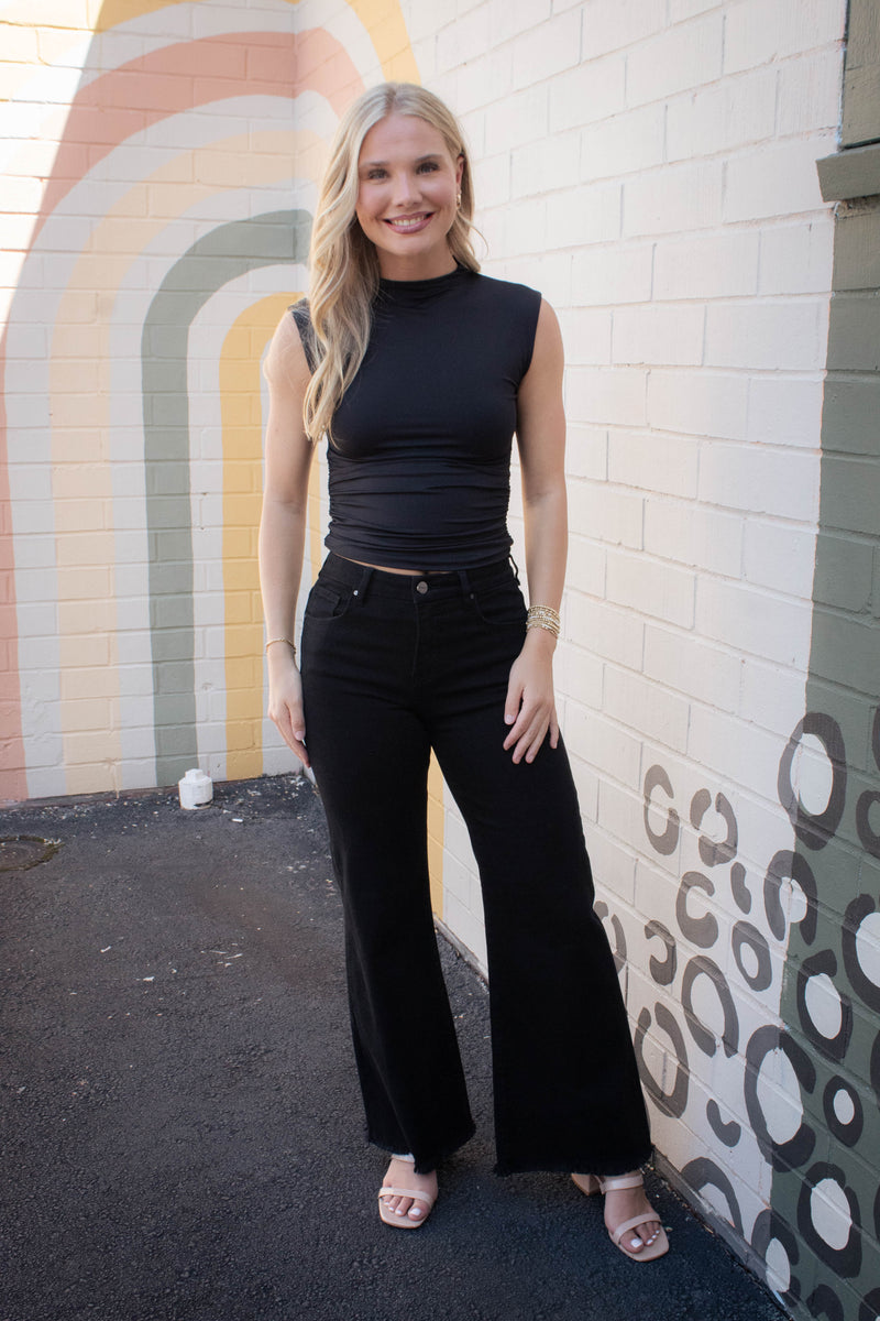 Yve Funnel Neck Top, Black | RD Style