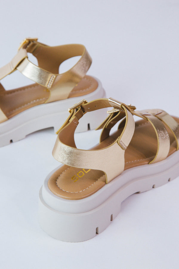 Dilia Lug Sole Sandal, Gold
