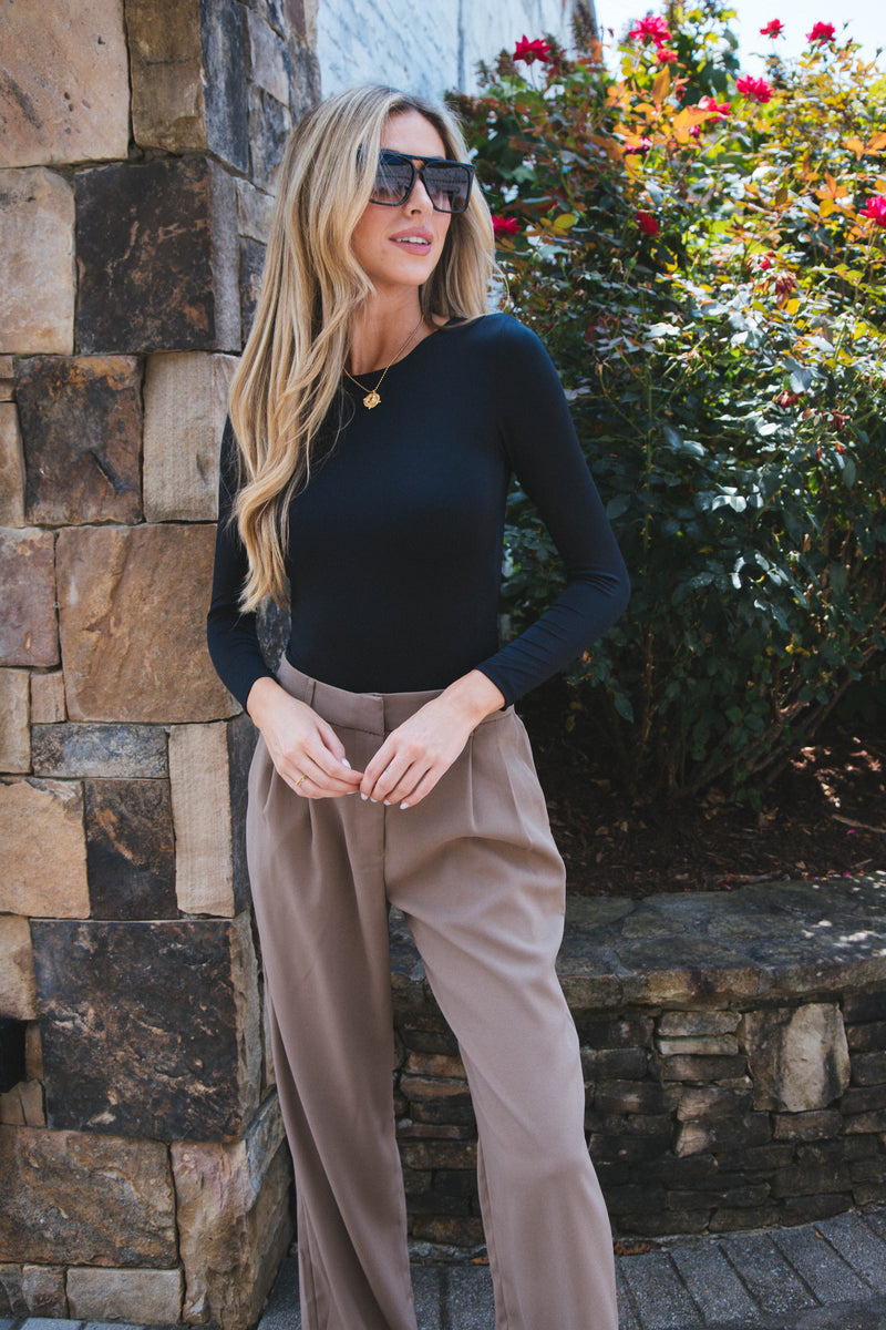 Annabelle Wide Leg Dress Pants, Mocha