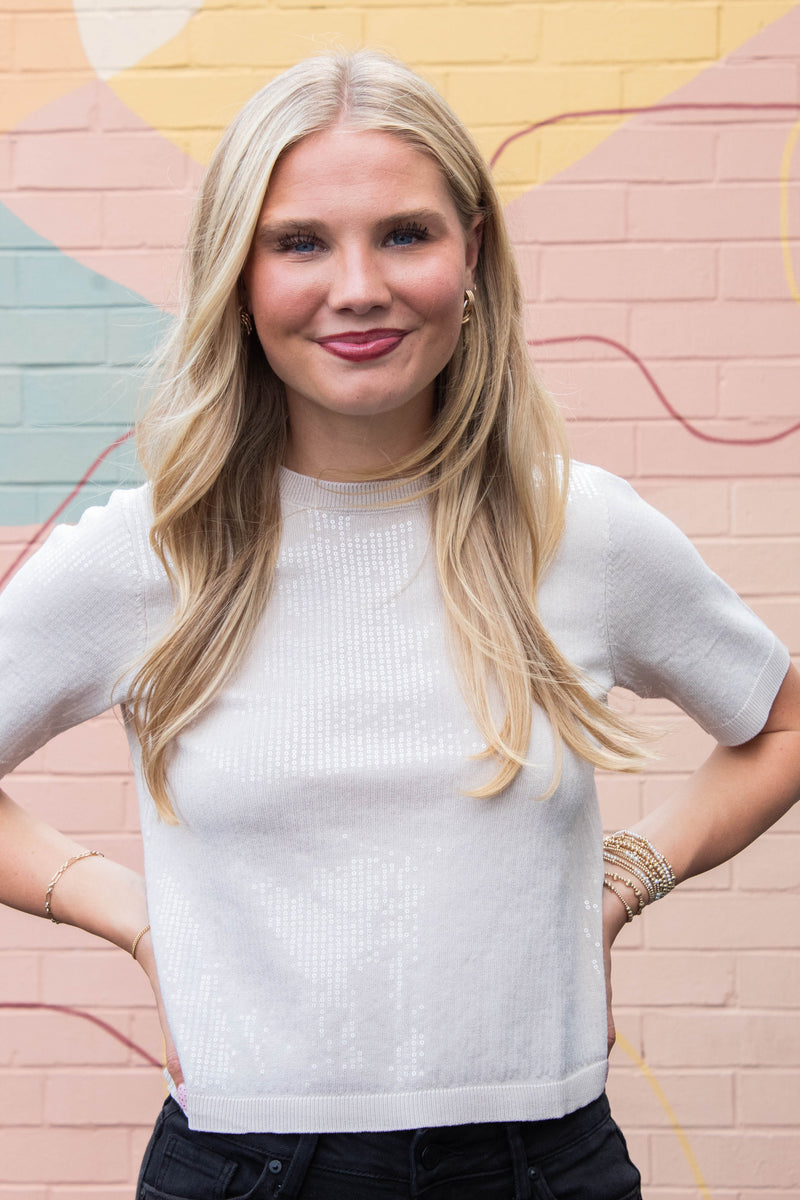 Sparkle Sequin Sweater, Mother Of Pearl | Sanctuary