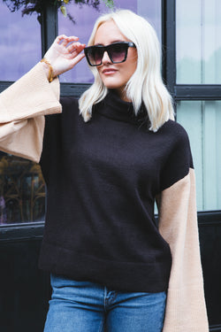 The Color Block Sweater, Cappuccino/Black | Sanctuary