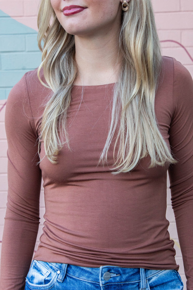 Della Layered Round Neck Top, Nutshell