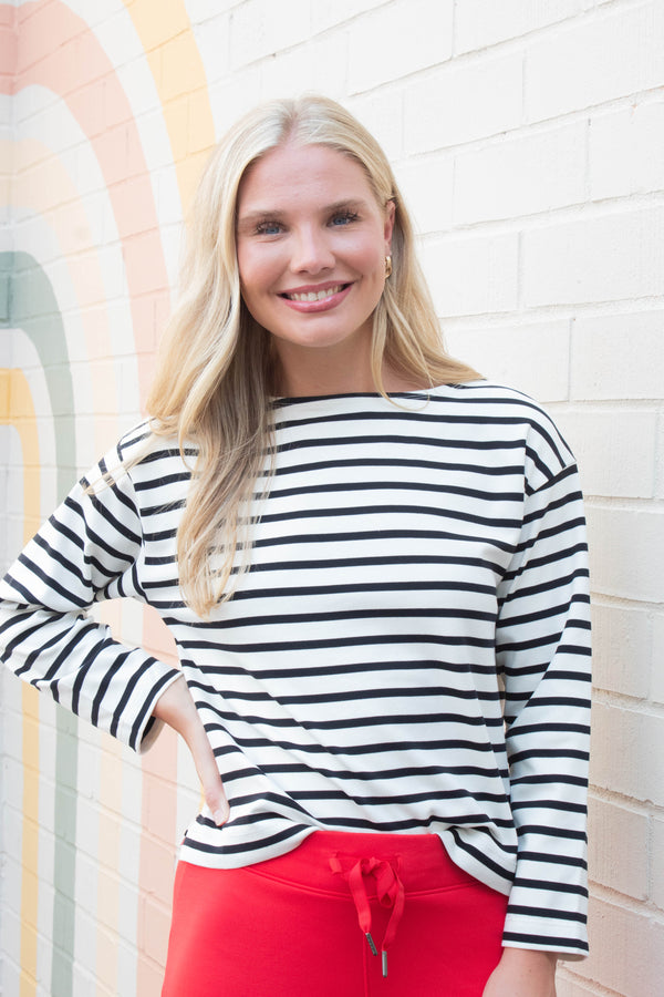 Cool Cotton Boatneck Top, Yacht Stripe | SPANX