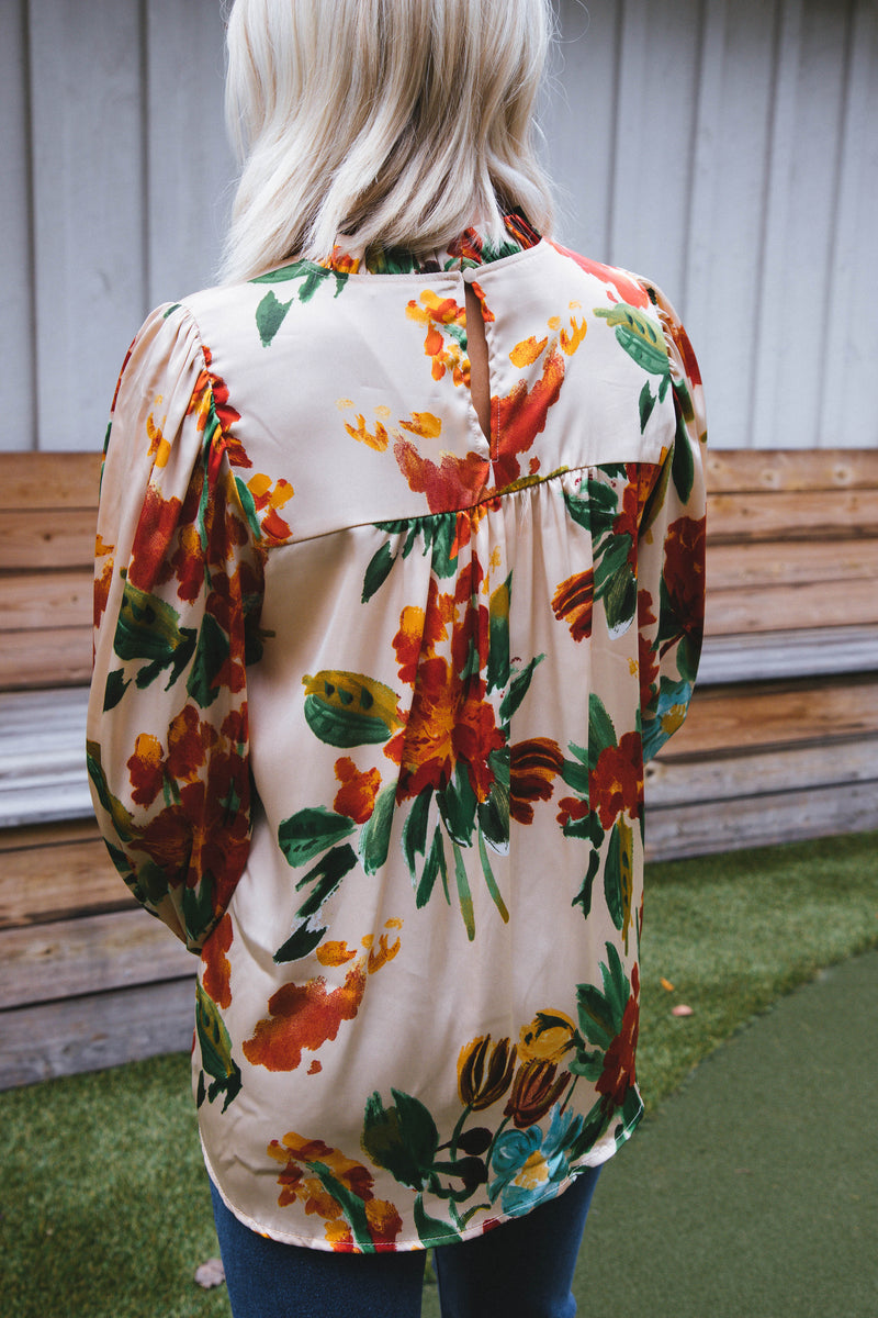 Summer's End Satin Blouse, Vanilla