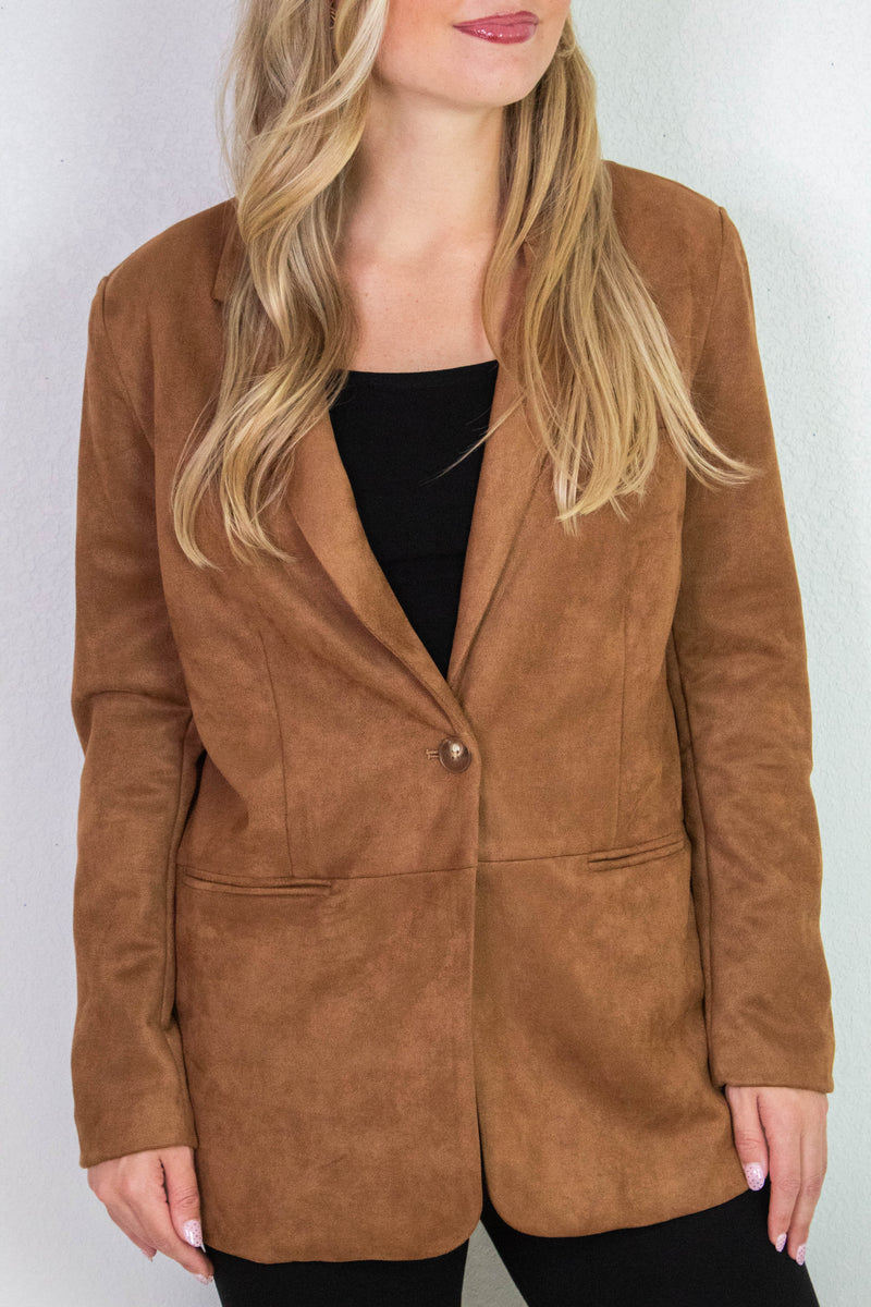 Miranda Faux Suede Blazer, Cognac