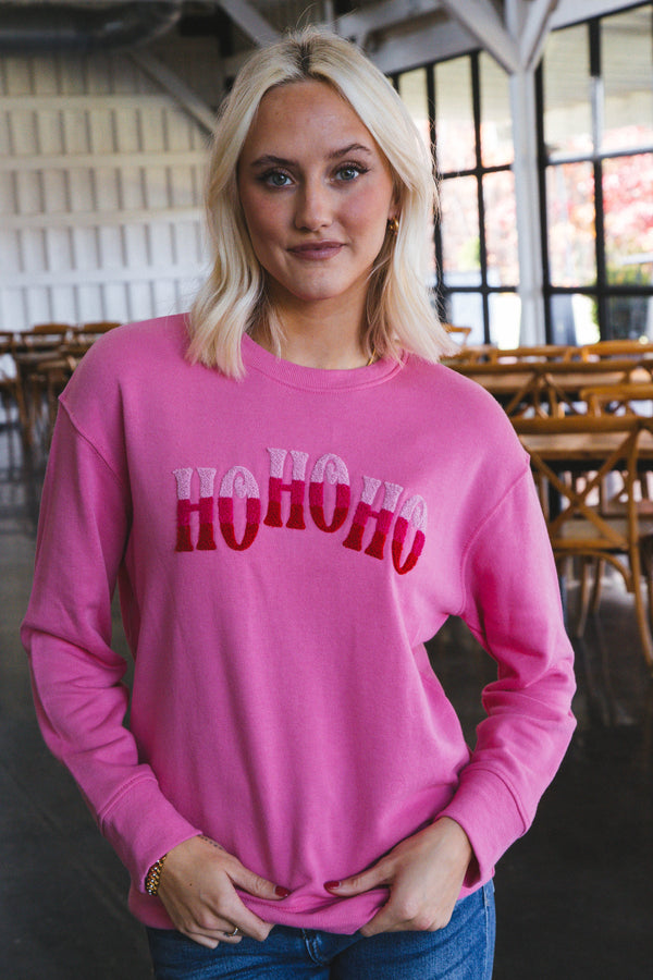 Ho Ho Ho Graphic Sweatshirt, Pink