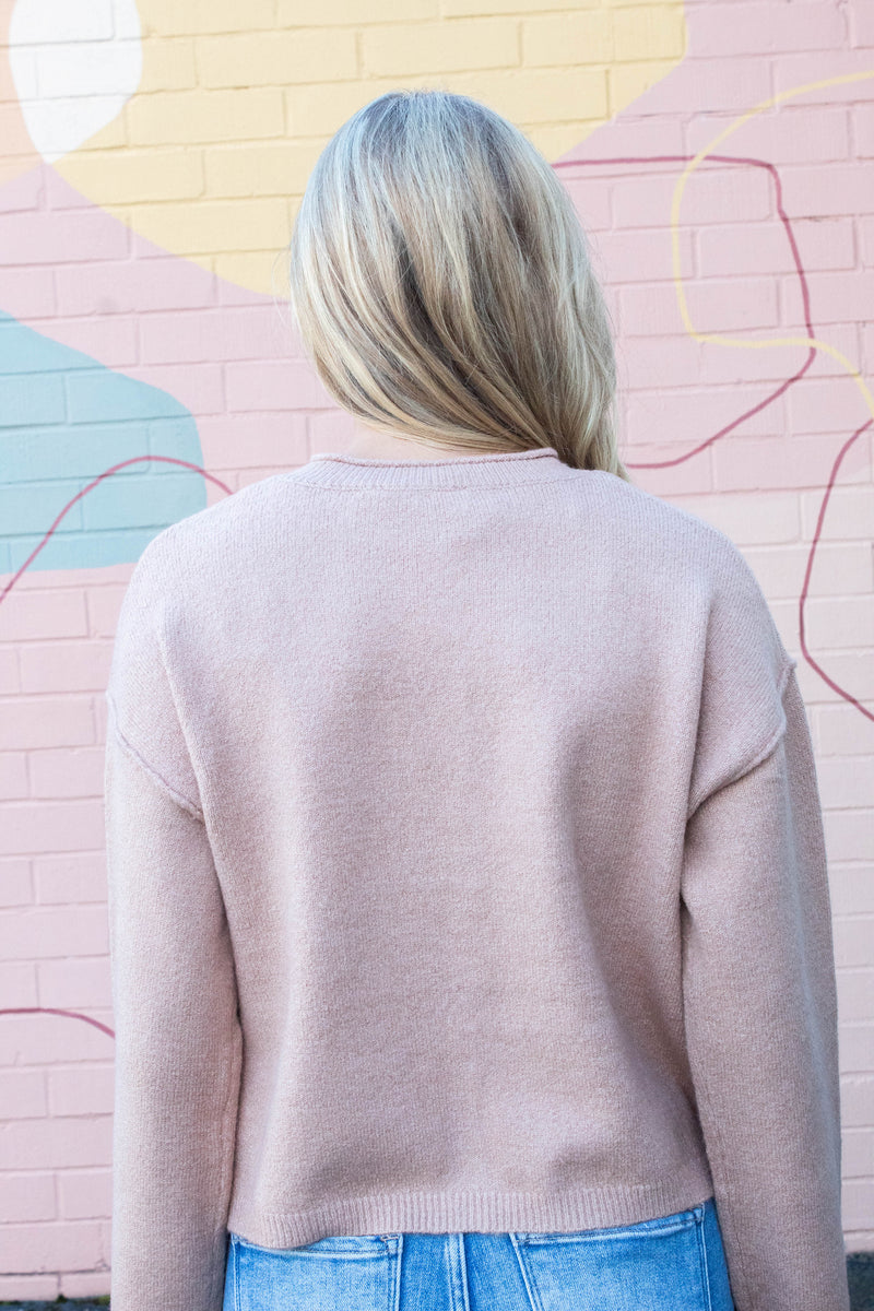 Melina Roll Neck Cardigan, Dark Taupe