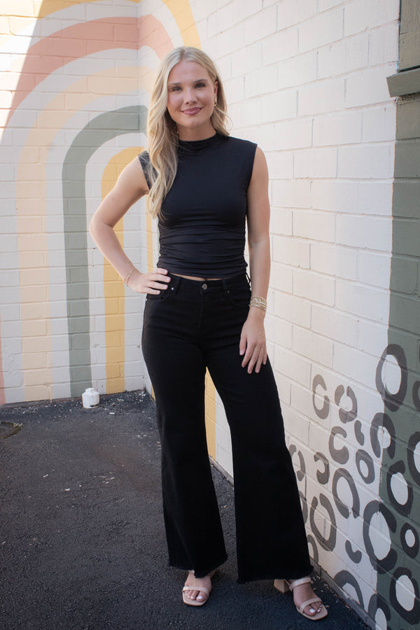 Yve Funnel Neck Top, Black | RD Style