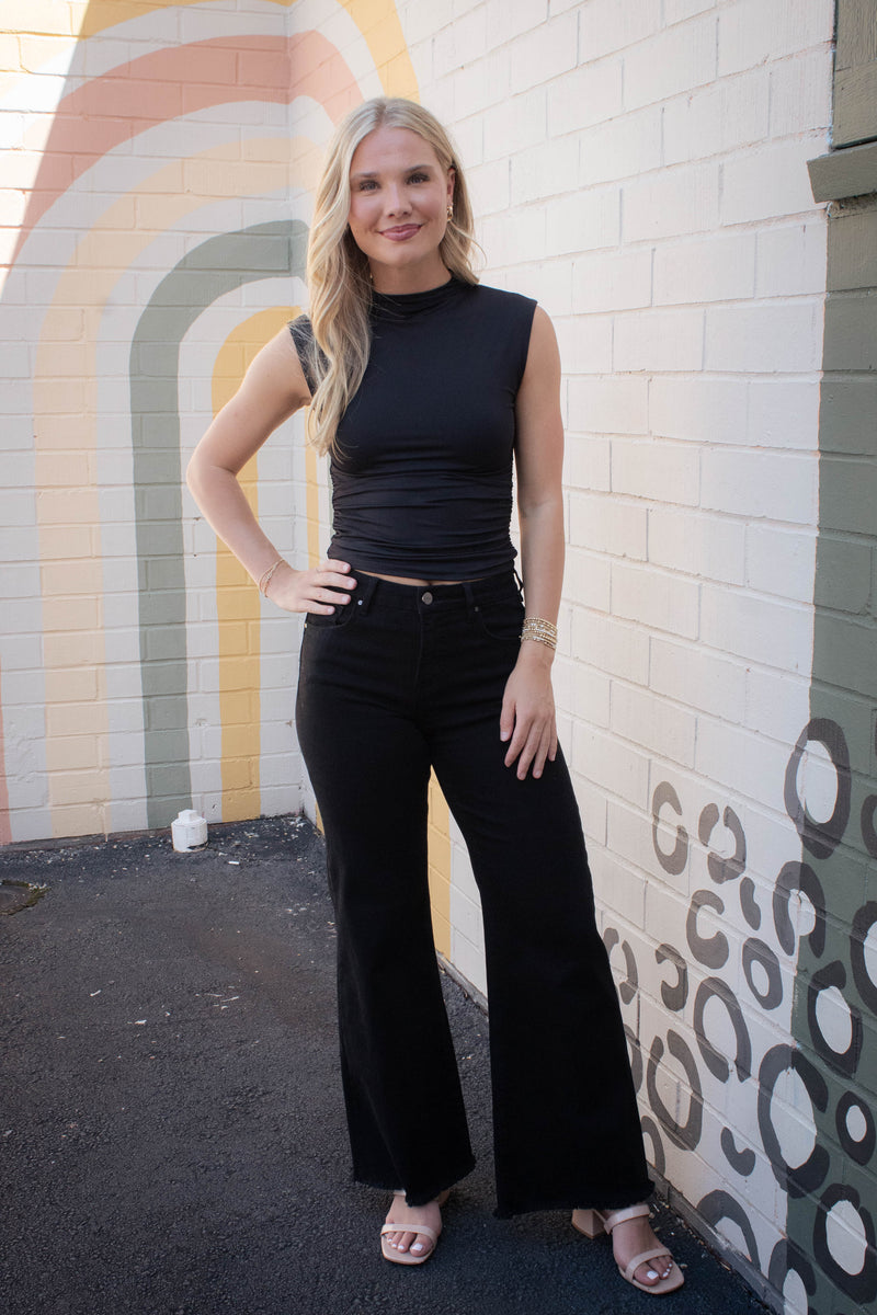 Yve Funnel Neck Top, Black | RD Style