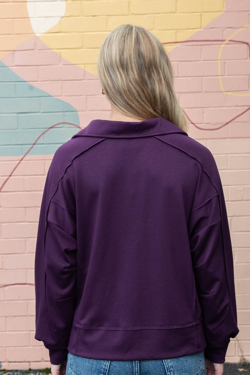Neo Knit Polo Sweatshirt, Plum