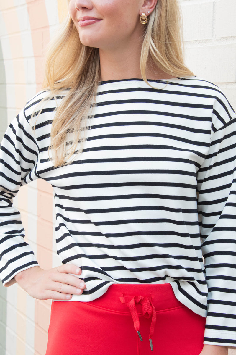 Cool Cotton Boatneck Top, Yacht Stripe | SPANX
