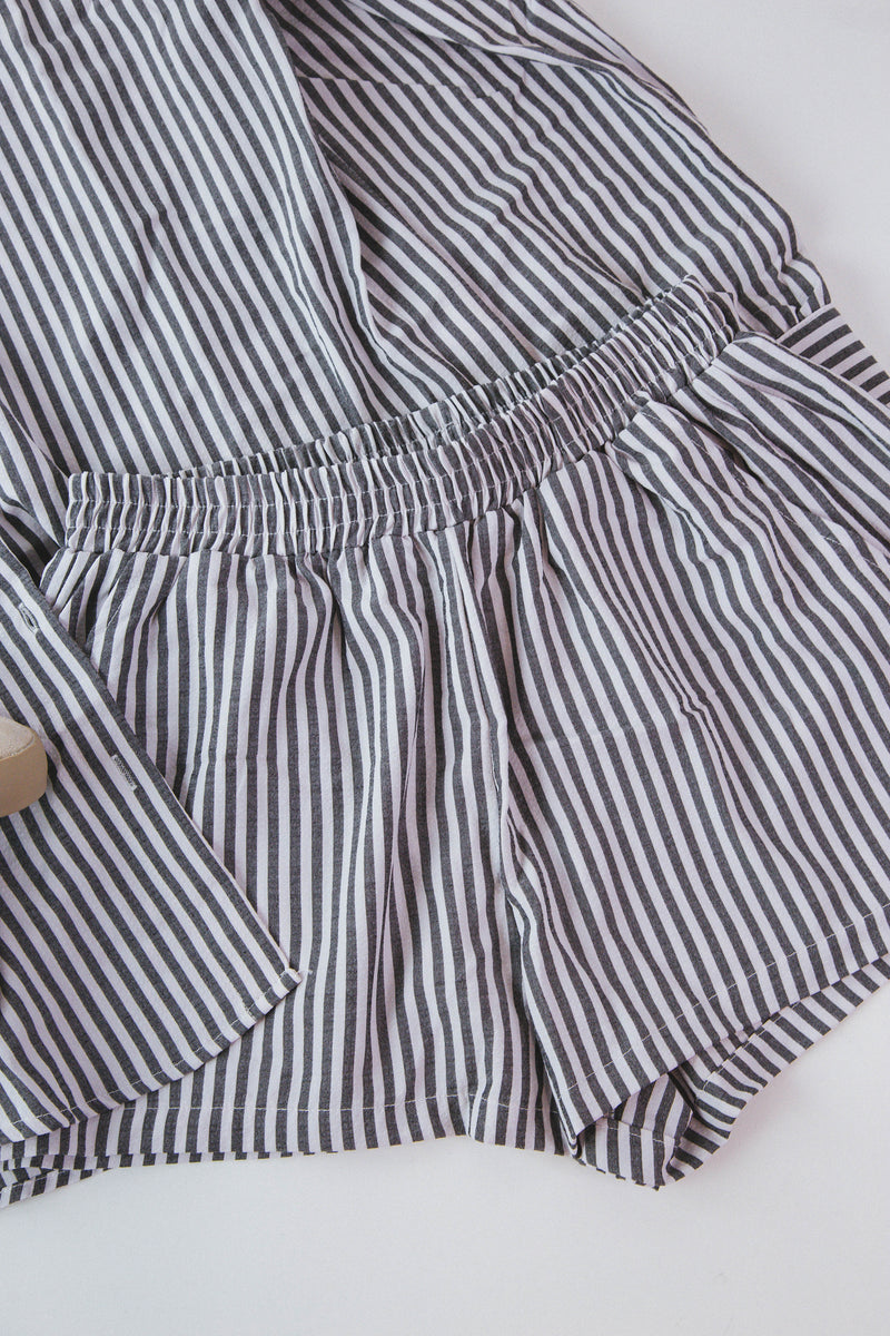 Isla Striped Shorts, Black/White