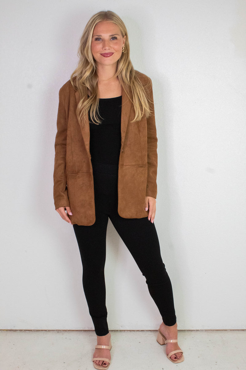 Miranda Faux Suede Blazer, Cognac