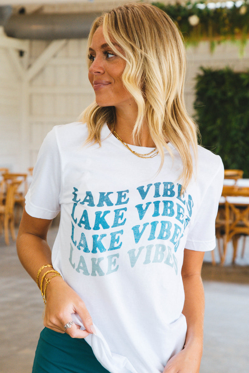 Lake Vibes Graphic Tee, White