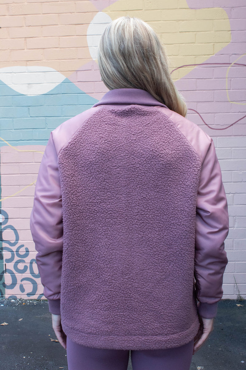 Ruth Fleece Bomber Jacket, Rose Taupe