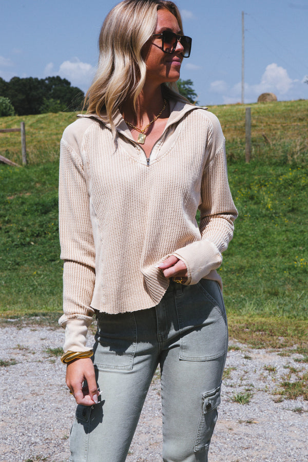 Ashton Zip Thermal, Sand | Free People