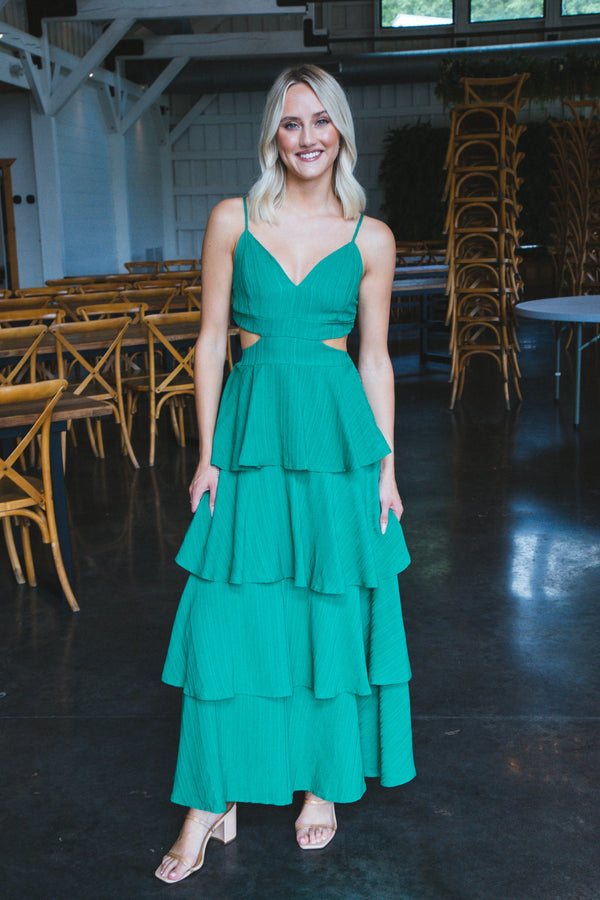 Eliza Textured Cut Out Dress, Green