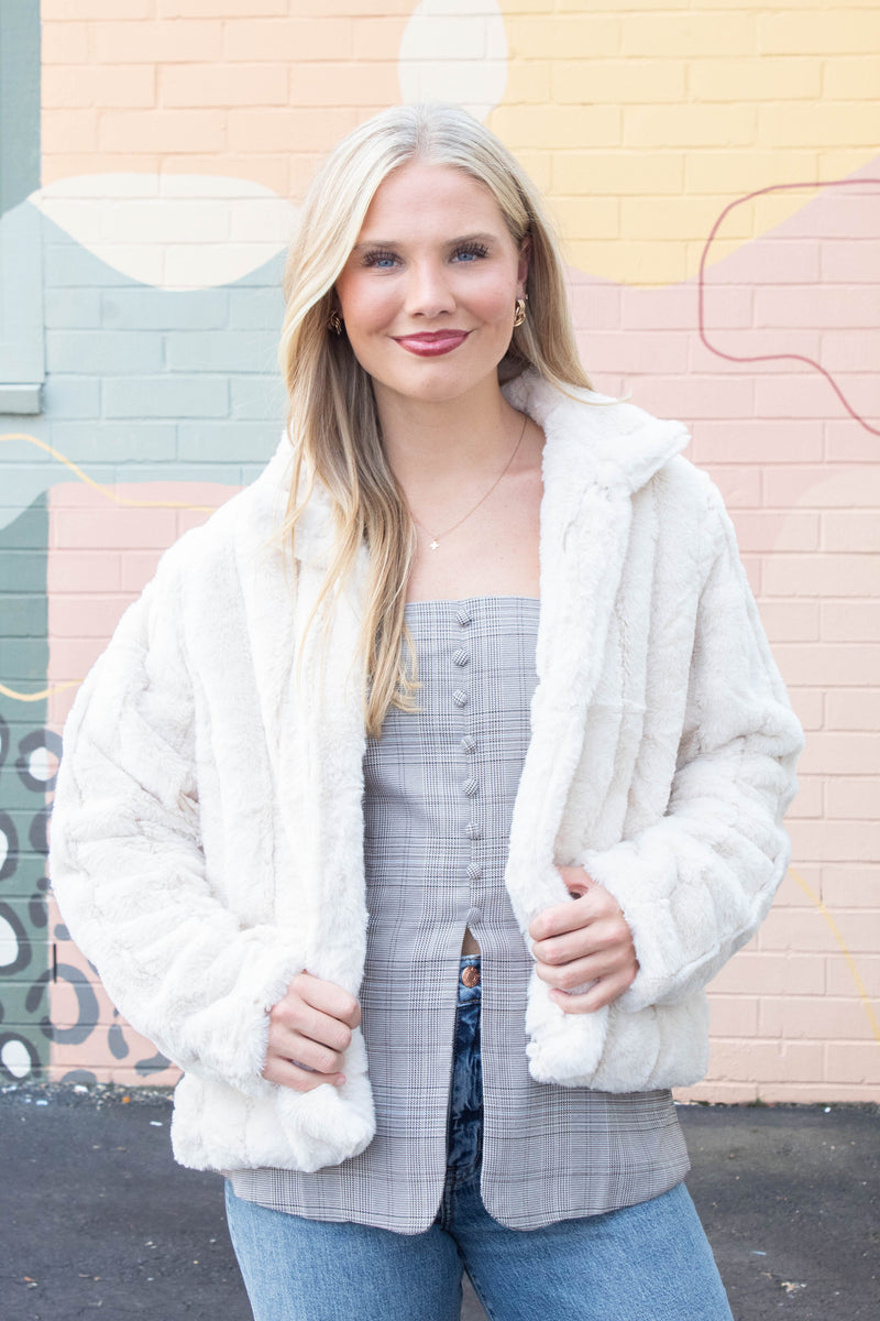 Sarah Faux Fur Jacket, Ivory