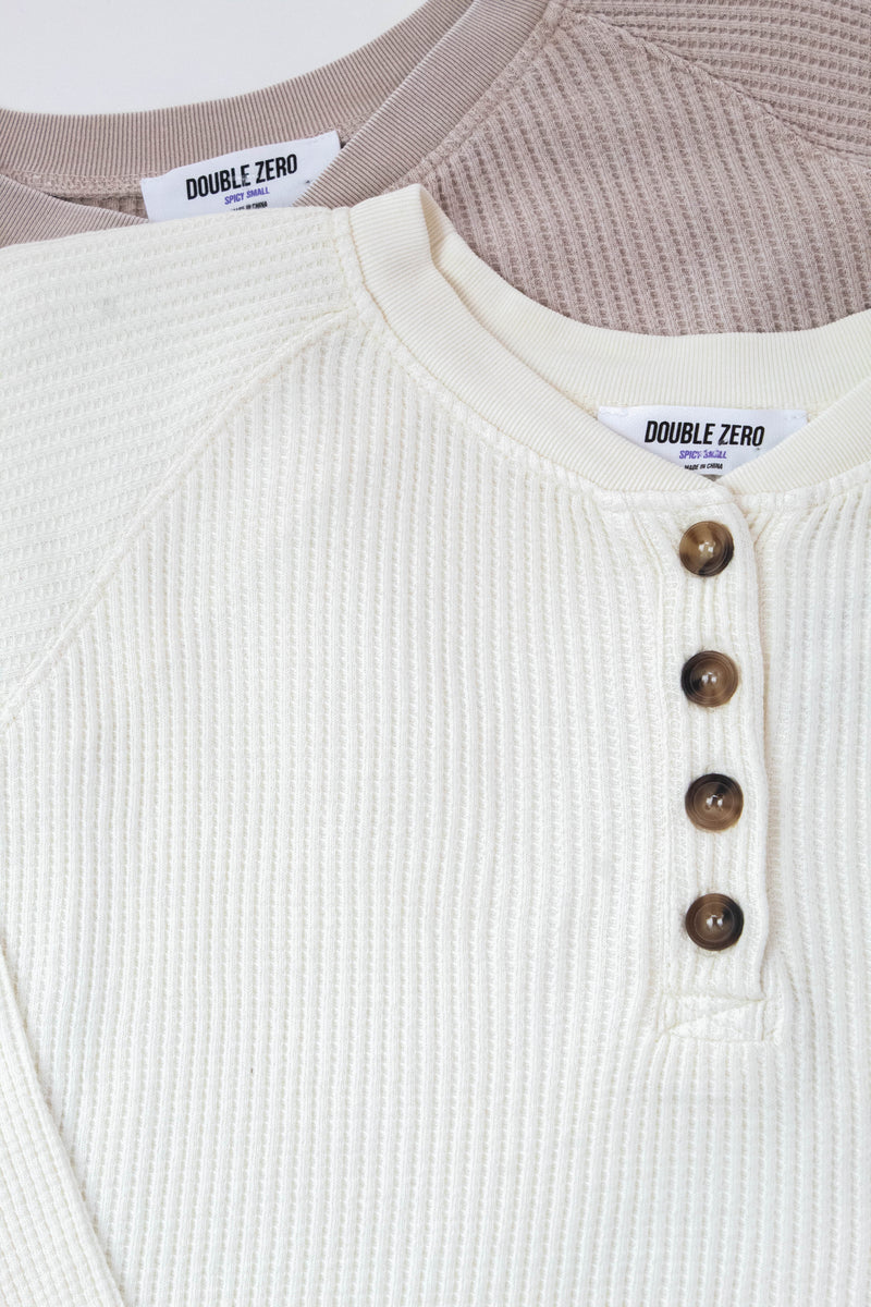 Jordan Knit Henley Top, Cream