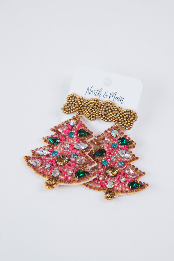 Christmas Tree Earring, Pink