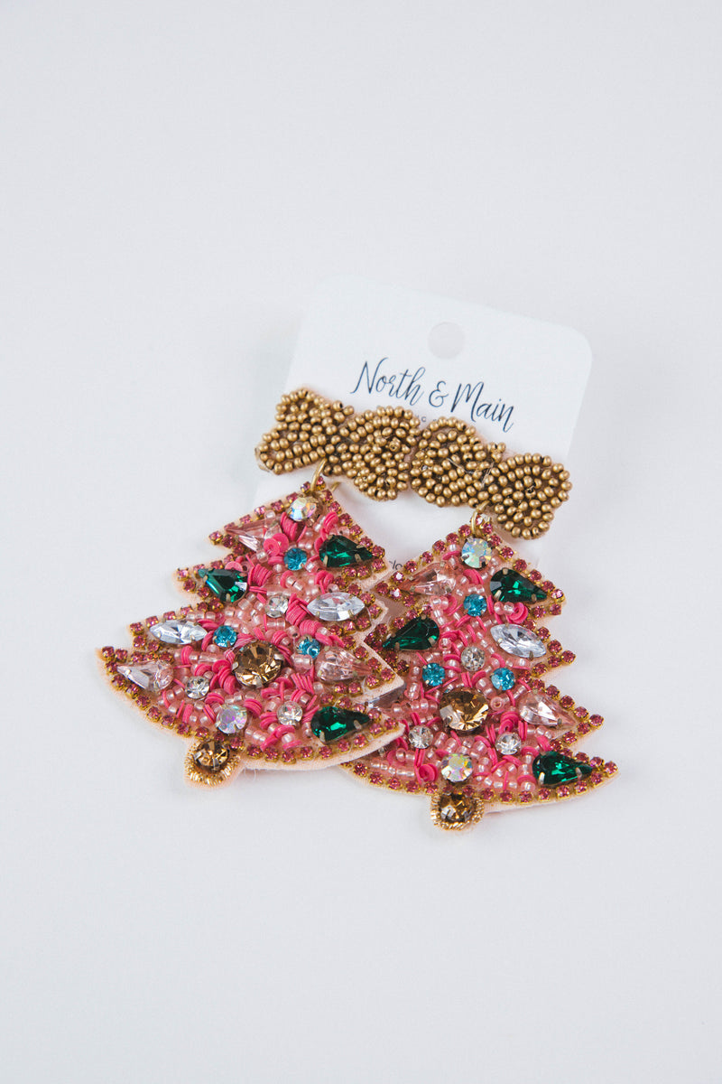 Christmas Tree Earring, Pink