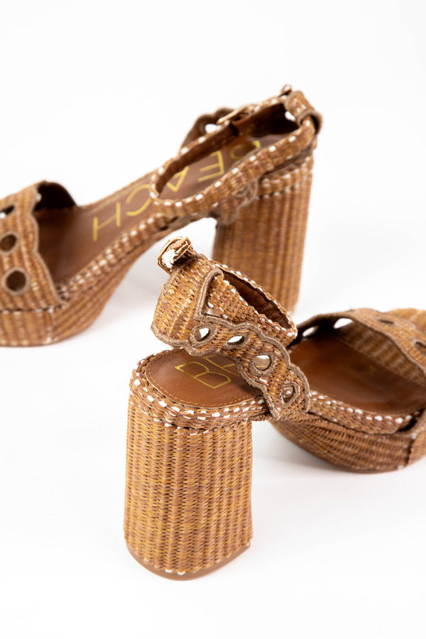 Morrea Raffia Block Heel Sandal, Cognac | Beach by Matisse