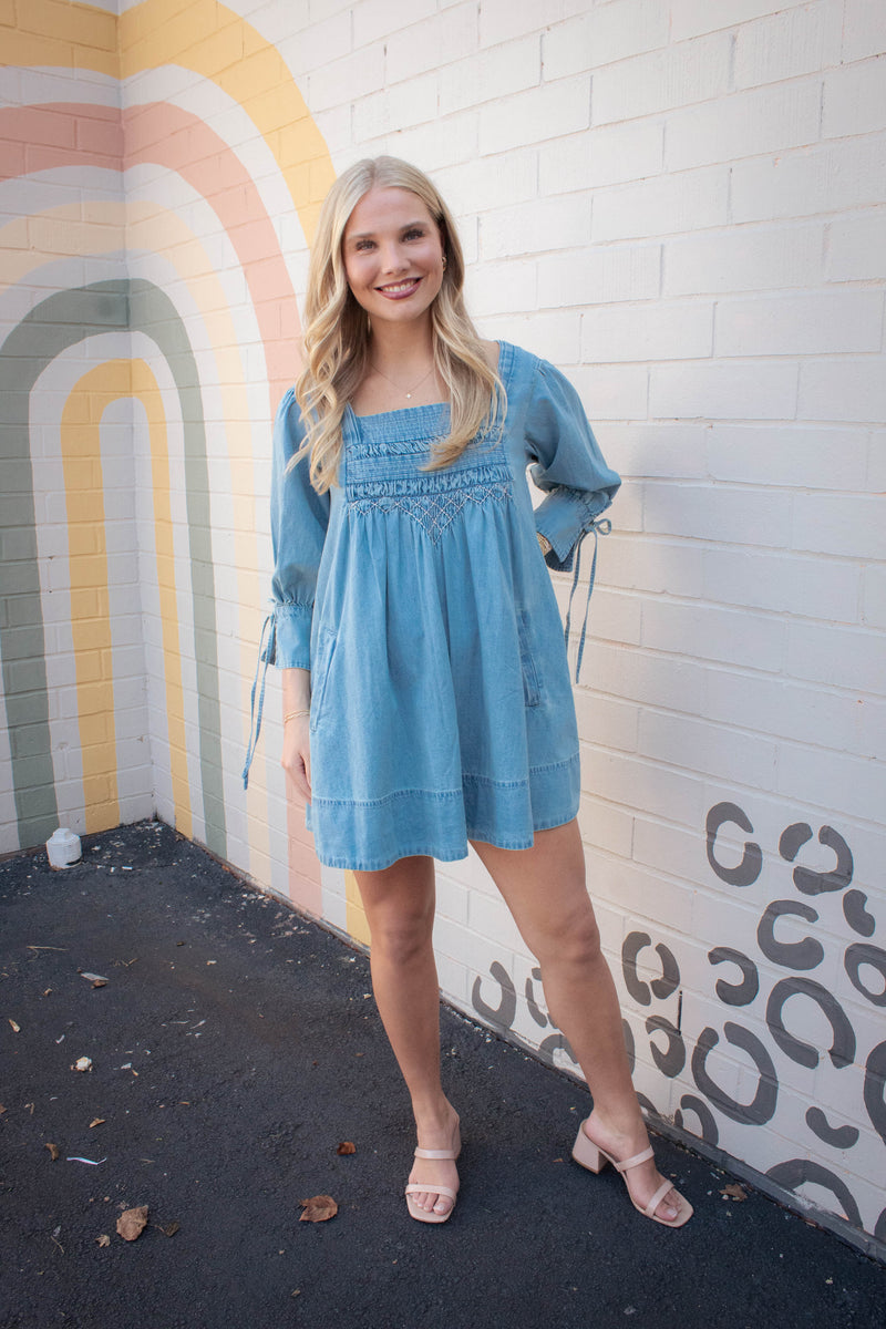 Sonora Denim Mini Dress, Cornflower | Free People