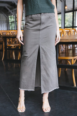 Chloe Denim Maxi Skirt, Chestnut