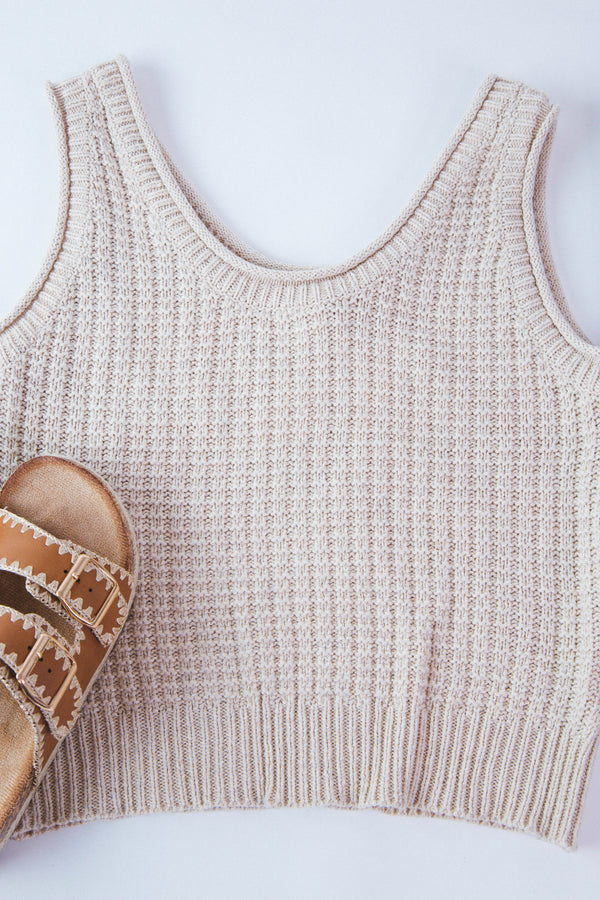 Taylor Sleeveless Sweater Top, Taupe