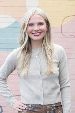 Maria Round Neck Cardigan, Khaki